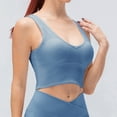 thumbnail image 6 of Women's High Neck Longline Sports Bra - Padded Racerback Yoga Bra Crop Tank Top with Built in Shelf Bra，,12/XXL，G144677, 6 of 7