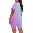 thumbnail image 7 of Short Sets for Women Gradient Color Short Sleeve V Neck T Shirt and Shorts 2 Piece Matching Set Womens Lounge Set, 7 of 7
