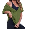 thumbnail image 3 of Summer Short Sleeved Women Deep V Neck Solid T Shirt Tops, 3 of 4