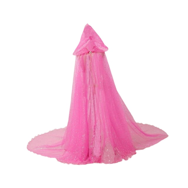 Capa con capucha, disfraz de elfo de Halloween, vestido de novia brillante, bata para escenario de mascarada Rosa 130cm