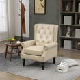 thumbnail image 5 of Tabaray Faux Leather Accent Chair, Modern Living Room Chairs, Button Tufted Wingback Armchair with Wood Legs, Upholstered Bedroom Chair with Rivet Decoration, Leisure Reading Chair, Camel, 5 of 14