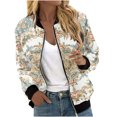 thumbnail image 2 of Fartey Womens Trendy Bomber Jackets Vintage Floral Print Coat Lightweight Thin Pocket Coats Loose Fit Full Zip Long Sleeve Jacket S-2XL, 2 of 5