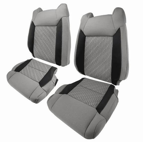 4-Piece Replacement Cloth Seat Cover Set (Gray & Black) for 2014-2021 Toyota Tundra – Driver & Passenger Seats