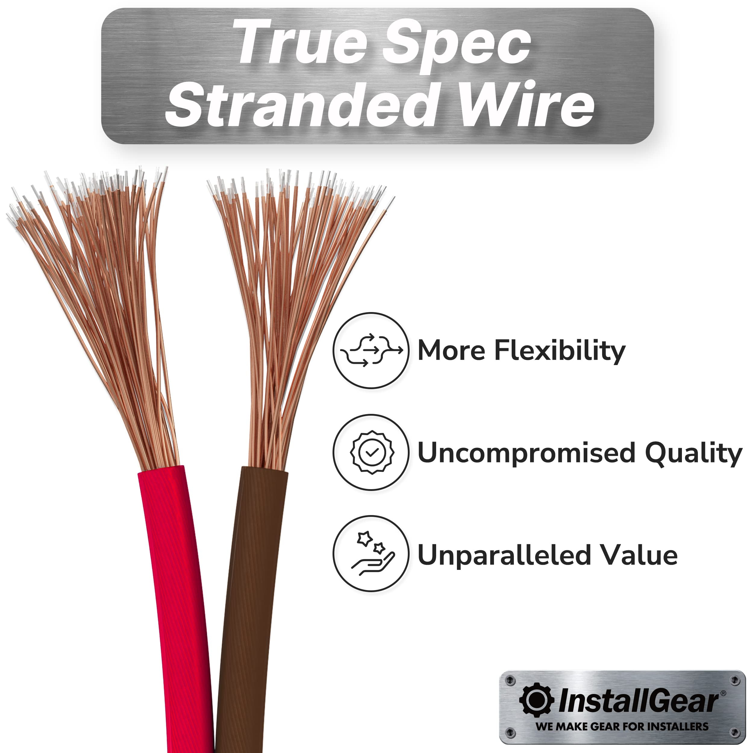 InstallGear 14 Gauge Speaker Wire - 30 Ft Copper Clad Aluminum Speaker Cable with Durable PVC Jacket - Red and Black Wire For Home Theater and Car Audio - Flexible Audio Cables