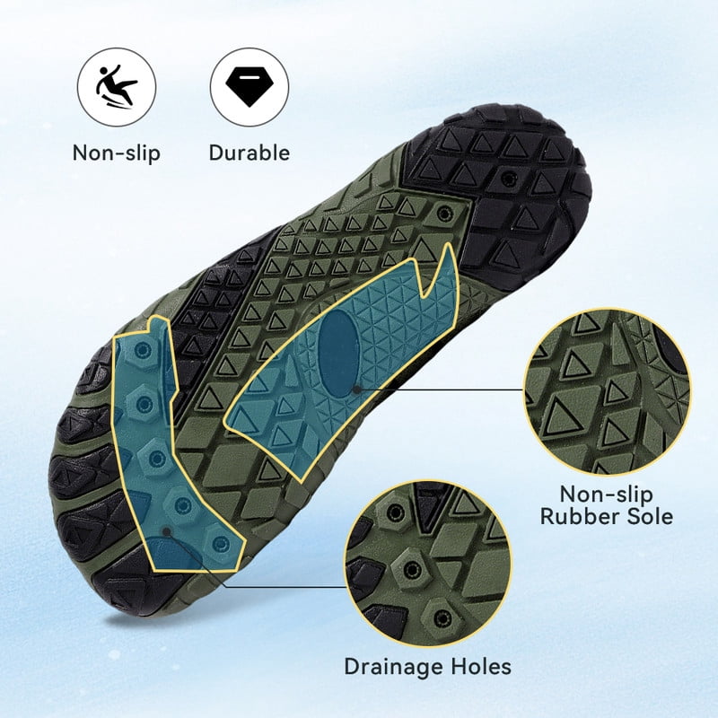 Stepedia Water Shoes Quick Dry Barefoot Beach Aqua Sport Swim Surf Pool Hiking Diving Walking for Men, Green