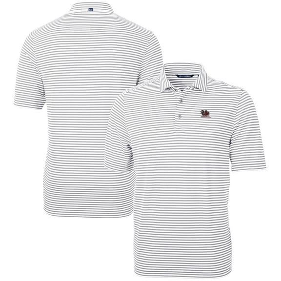 Men's Cutter & Buck Gray South Carolina Gamecocks Vault DryTec Virtue Eco Pique Stripe Recycled Polo