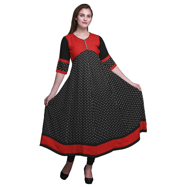 Bimba Kurti Indienne Ligne A Imprimée Anarkali pour Femmes Tunique Kurti Ethnique