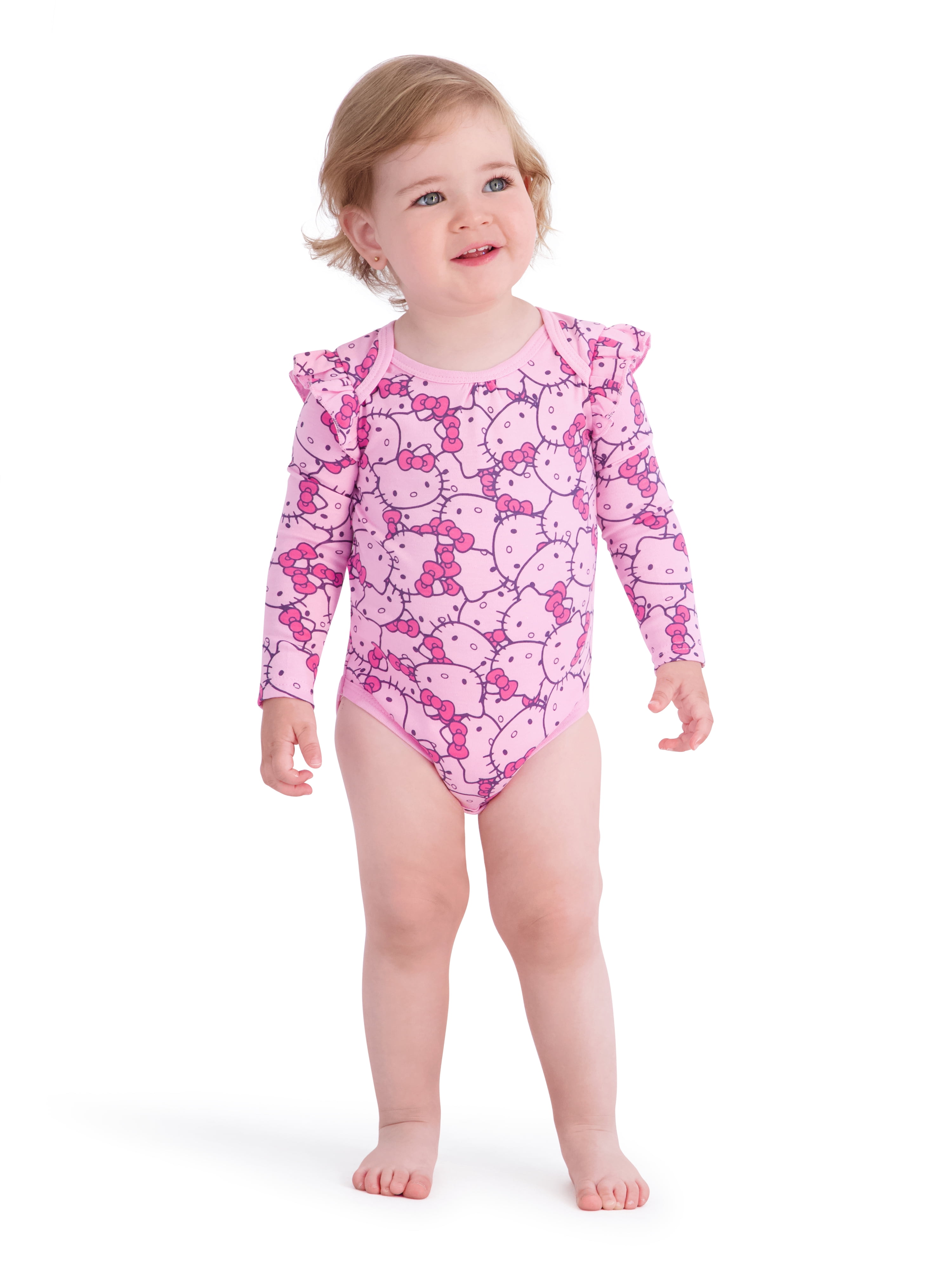 Hello Kitty Baby Girls 3 Pack Long Sleeve Bodysuit, Size 0-24 Months