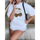 thumbnail image 1 of [Leopard Print Top] Leopard Print Fitted Short-Sleeve Top for Women - Round Neckline Cherry Design, 1 of 6