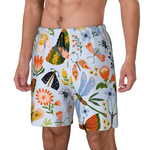 Fotbe Insects and Flowers Traje de Baño para Hombre – Shorts de Natación de Secado Rápido con Forro y Bolsillos-XX-Large