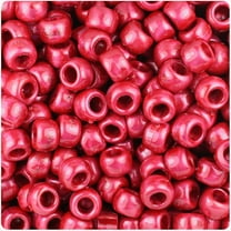 BeadTin Red Pearl 9mm Barrel Pony Beads (500pc)