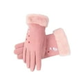 thumbnail image 1 of Jumpingount 1 par de guantes de felpa cálidos de Color sólido con pantalla táctil para hombres y mujeres, guantes de invierno a prueba de viento para guantes y mitones Rosado Jumpingount AP013474-05, 1 of 6