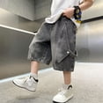 thumbnail image 2 of Y2k Shorts Boys Vintage Baggy Jean Shorts Streetwear Baggy Summer Jorts Grunge Denim Bermuda Short (Grey), 2 of 6