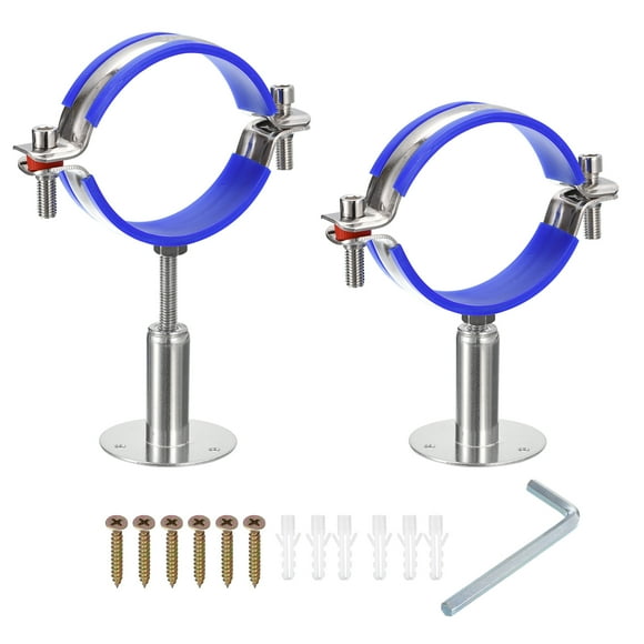 Unique Bargains 2Pack Pipe Supports Adjustable Pipe Bracket Clamp Pipe Strap Fit for 80-89mm Pipe