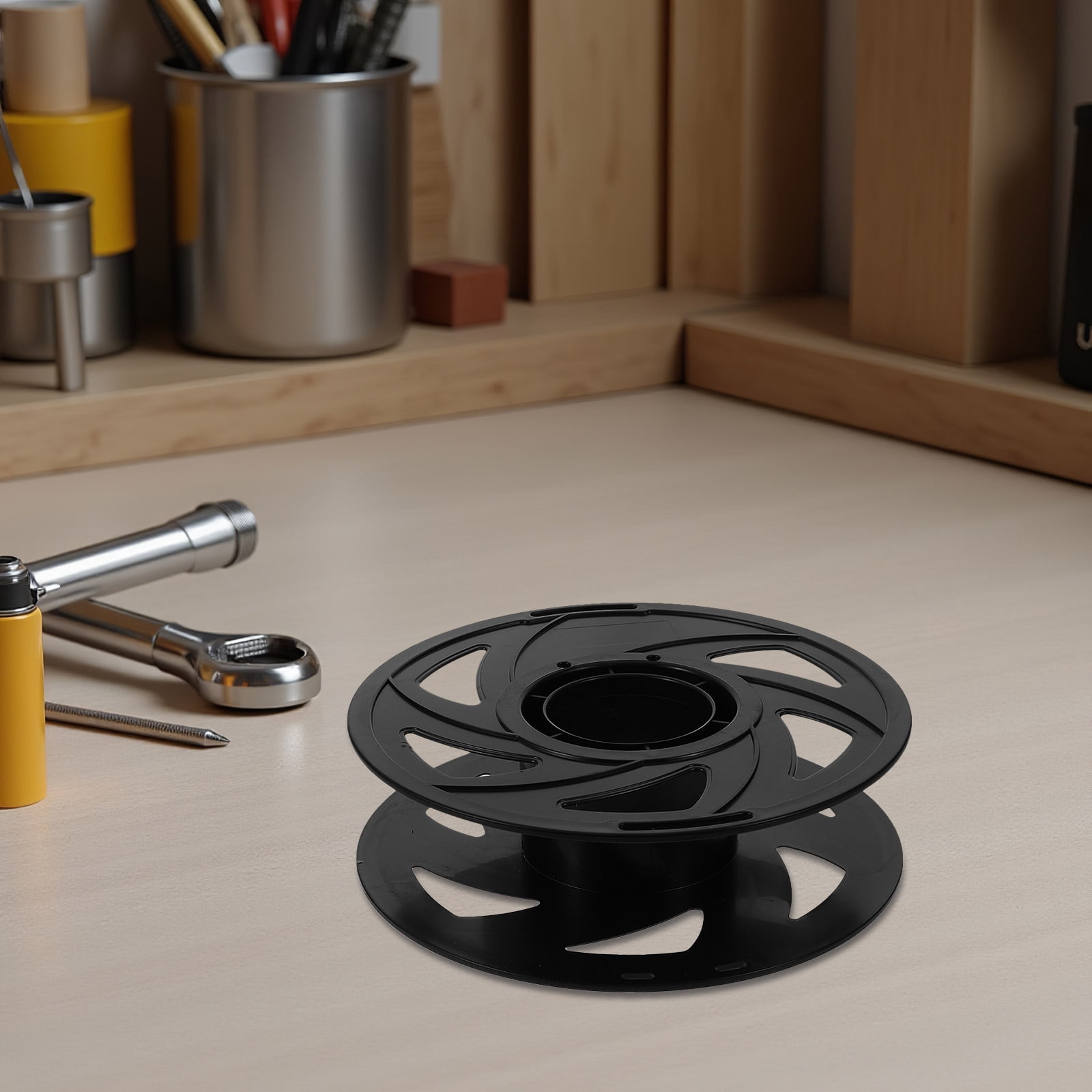 LOLIPPYY 6-Pack Reusable Black Plastic Filament Spool Holder Rack for 3D Printers Compatible with Most Models