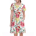 thumbnail image 1 of Easygdp Christmas Cute Pigs para Vestido Transpirable de Mujer, Vestido Suelto de Manga Corta con Pliegues y Bolsillos para el Verano, 1 of 6