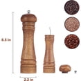 thumbnail image 2 of 8inch - Wood Pepper Grinder Pepper Mill,Adjustable Coarseness Wooden Peppermill, Ceramic Grinding Mechanism Salt Mill Refillable  (2 Pack)With cleaning brush spoon, 2 of 6
