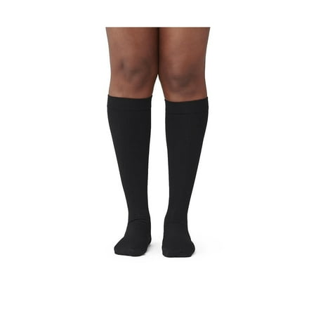 Medline Curad 15-20mmHg Knee High Compression Socks Black D Size Regular Length Each MDS1716DBH