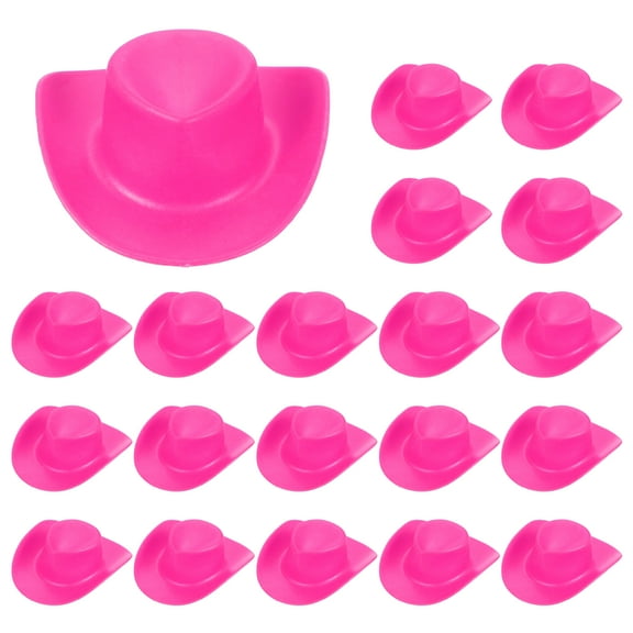 Uxcell Mini Cowboy Hat, Plastic Rose Red Tiny Cowboy Cow Girl Hats for Party Decoration