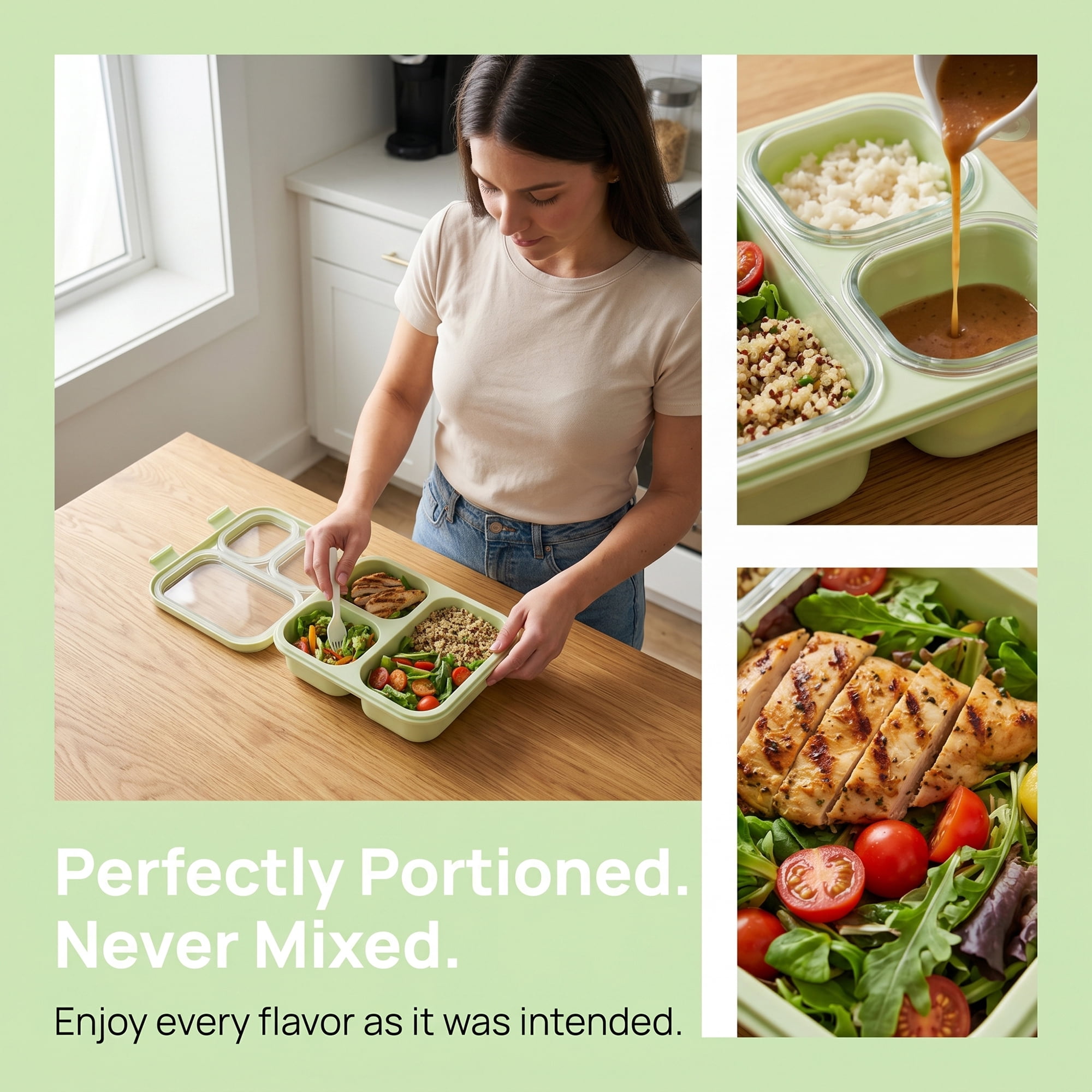 Unique Bargains Clear Lid Leak Resistant Meal Lunch Bento Box for Work Green-1