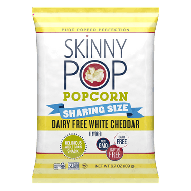 SkinnyPop White Cheddar Dairy Free Popcorn, 6.7 oz Sharing Size Bag