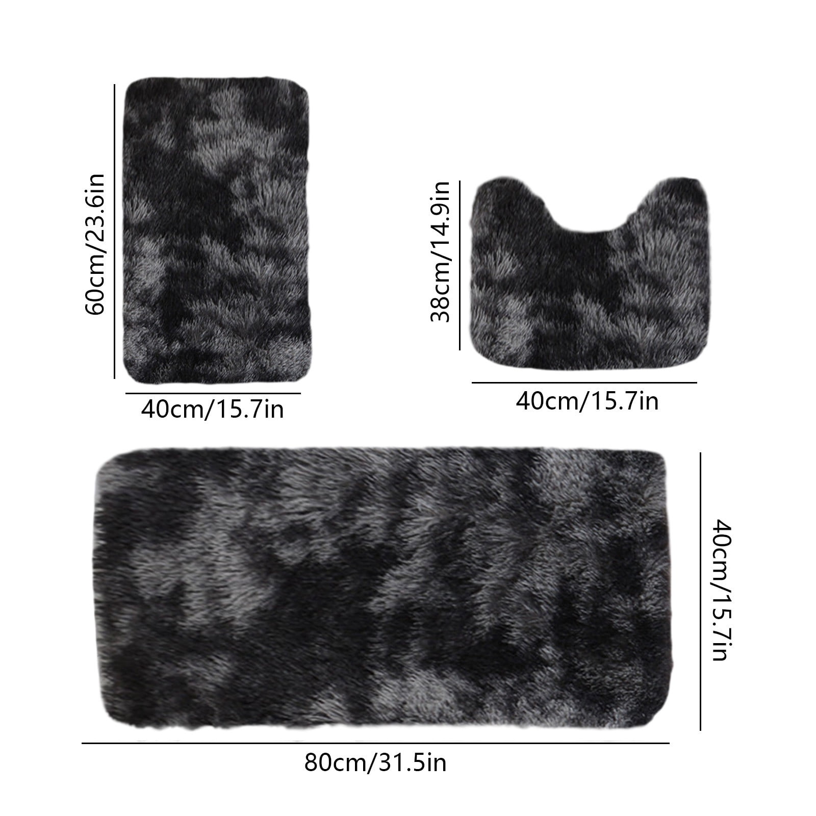 InsCrazy Bathroom Rugs Sets 3 Piece Mixed Color Bath Mats 3 Set Winter Toilet Mats Universal Soft Water Absorption Non-Slip Thick Machine Washable Easy To Dry Dark Bath Decor