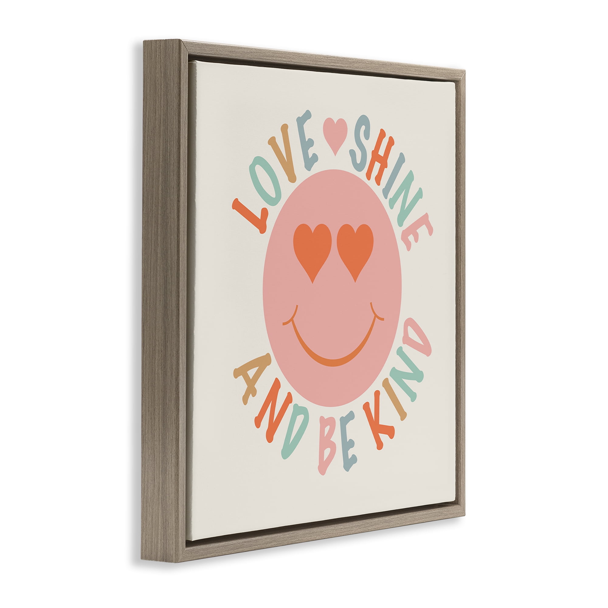 Stupell Industries Retro Be Kind Text & Numbers Painting Brown Floater Framed Canvas Art Print Wall Art, 18 x 18