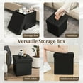 thumbnail image 5 of Gymax Folding Storage Ottoman Upholstered Square Footstool PVC Leather 10.5 Gallon Black, 5 of 10