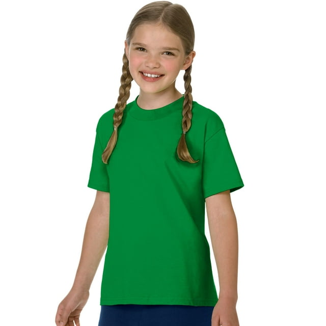 Hanes T-Shirt en Coton pour Enfant Authentique Sans Étiquette, TG, Vert Trèfle