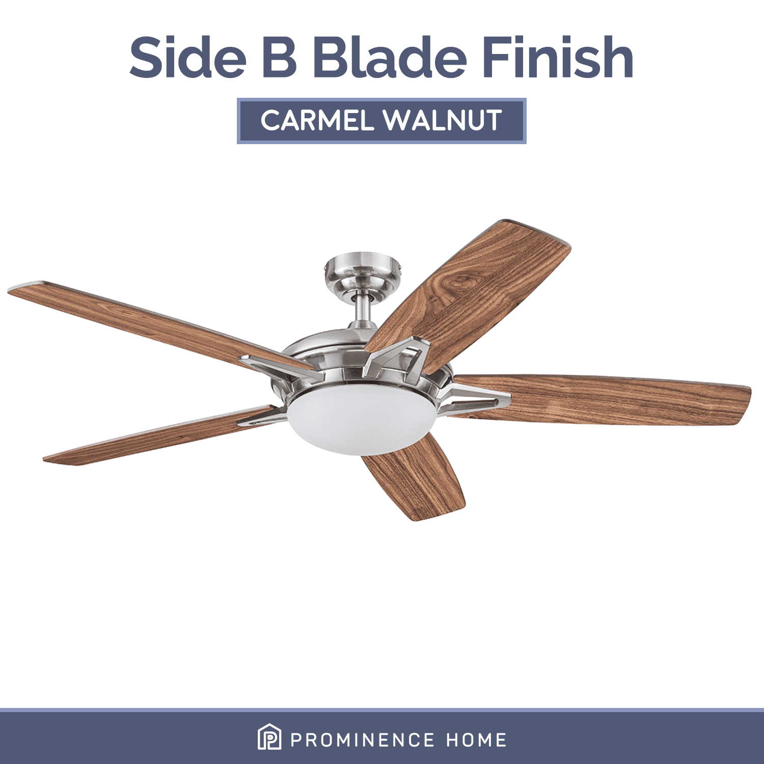 Prominence Home Clancy 52" Brushed Nickel Indoor Ceiling Fan with Light, 5 Blades, Remote & Reverse Airflow