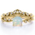 thumbnail image 1 of JeenMata Anillo de Novia de Banda Curva con Ópalo de Roca y Moissanita de Forma Redonda de 1 Quilate en Forma de V - Chapado en Oro Amarillo de 18 K sobre Plata, 1 of 6