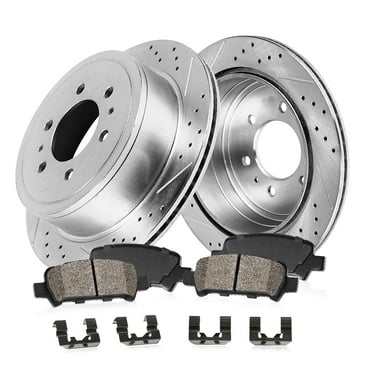 Callahan Brake Parts Brake Kit for Nissan TITAN XD 2016-2024 Rear Drilled and Slotted Brake Rotors with Ceramic Brake Pads EBYK042097