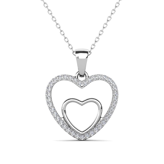Cate & Chloe Amorette 18k White Gold Plated Pendant Necklace with Simulated Diamonds Gift for Women