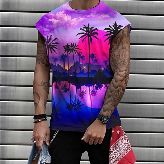 Utoimkio Men's Workout Tank Tops Quick Dry Sleeveless Gym Muscle Tee Shirts Fitness Bodybuilding Casual Print T-Shirts