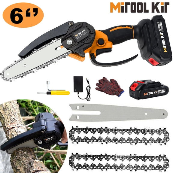 6 Inch Cordless Mini Chainsaw with Battery - Lightweight Handheld Electric Chainsaw for Pruning and Garden Work