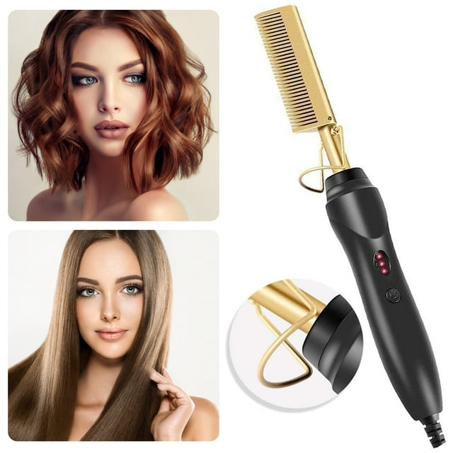 Peine Caliente 2 En 1 Temperatura Ajustable Peine De Calefacción Eléctrica Para Alisar El Cabello Rizado Peine Alisador Eléctrico Portátil Unisex Aleación Ecológica Peine Caliente Eléctrico Muyoka Hogar