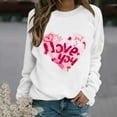 thumbnail image 2 of Womens Valentine'S Day Hoodie Sweatshirt Heart Print Long-Sleeved O Neck Soft Oversized Sweatshirt for Men,White,M, 2 of 6
