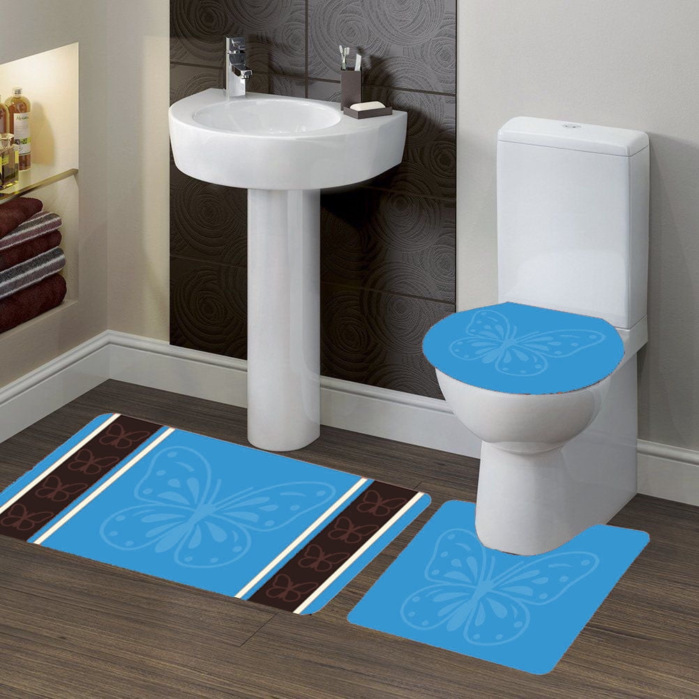 3 Turquoise 3 Piece Solid Plain Bathroom Rug Set Large Bath Mat 20 X 30 Contour Mat 19 X19 And Toilet Lid Cover 19 X19 With Non Skid Rubber Back Walmart Com Walmart Com