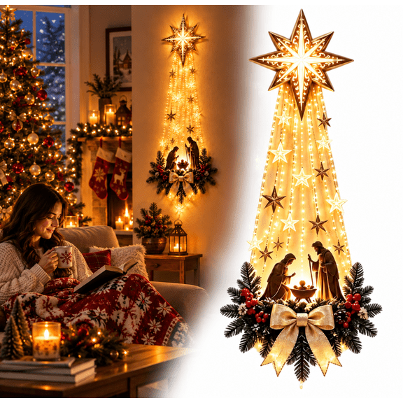 Grbtsrd Christmas Magic Trail Wall Light, Warm LED Cascading Lights ...