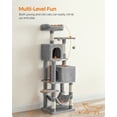 thumbnail image 6 of 61"H Cat Tree Cat Tower for Indoor Cats, Plush Multi-Level Cat Condo with Scratching Posts, Perches, Caves, Hammock, Light Gray, 6 of 7