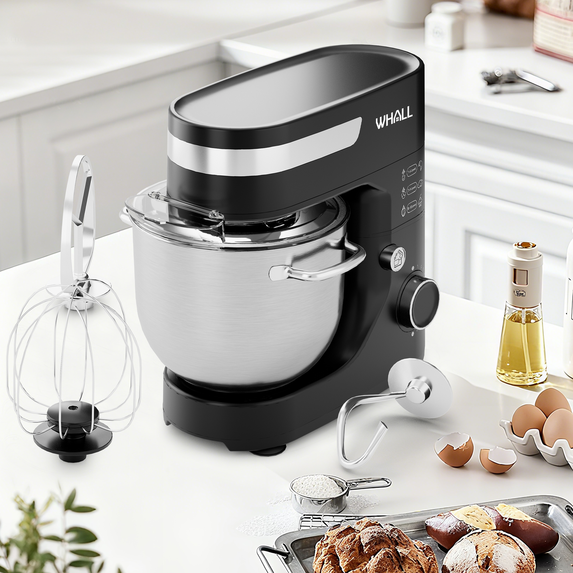 WHALL 5.5 Qt 12-Speed Tilt-Head Stand Mixer photo 7