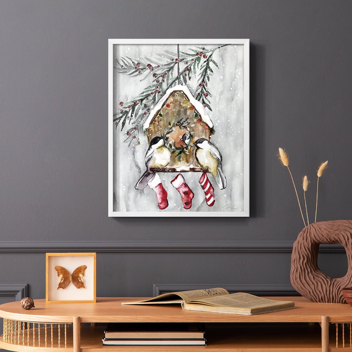 Winter Birds Framed Print - Solid Wood in Single Picture Frame Solid Wood 2 Framed Print