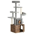 thumbnail image 2 of QinaQin Torre para gato 2 en 1 con arenero oculto, rascador, pelotas colgantes y hamaca amplia, condo multinivel para gatos de interior, 2 of 8