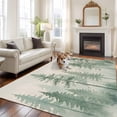 thumbnail image 2 of Watercolor Green Forest Area Rugs 6'x9', Washable Small Throw Rugs for Kitchen Dining room, Misty Cloud Trees Linen Texture Indoor Outdoor Rug Non-Slip Low Pile Carpet Runner Reversible Floor Mats, 2 of 8