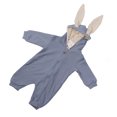 thumbnail image 2 of Mono de bebé con solapa y cierre de cremallera en las orejas, de algodón suave, conjunto de una pieza para bebé para invierno, azul, talla 59, 2 of 15