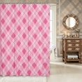 thumbnail image 2 of Erosebridal Vintage Checkered Shower Curtain 72Wx72L,Minimalist Geometric Plaid Bathroom Curtain,Pink, 2 of 6