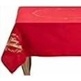 thumbnail image 3 of SARO 0141.R54S Merry Christmas Embroidered Design Holiday Tablecloth - Red, 3 of 4