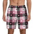 thumbnail image 2 of Picia Heart Plaid pattern Mens Swim Trunks with Compression Liner Stretch Beach Shorts Quick Dry with Zipper Pockets No-Chafing Board Shorts-, 2 of 9