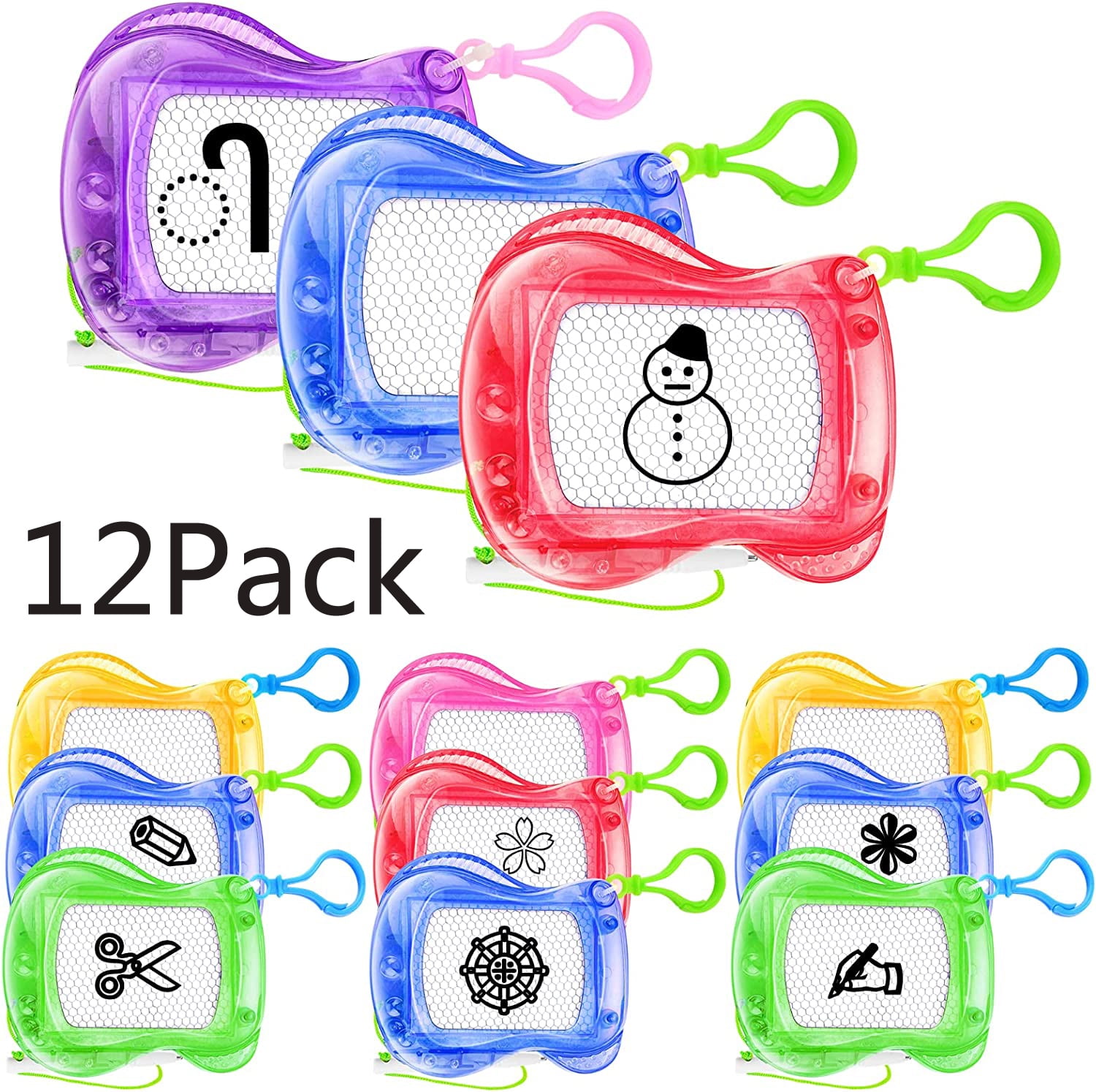 36 Pcs Mini Magnetic Drawing Board for Kids,Erasable Sketch and Painting Pad  with Backpack Keychain Clip,Mini Doodle Board for Birthday Party Favors  Classroom Supply Goodie Bag Stuffer 