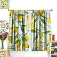 thumbnail image 3 of Fruits Blackout Curtains Summer Fruit Lemons Flowers Leaves Yellow Green Art Print for Living Room Bedroom Kitchen Decor Rod Pocket Window Drapes 2 Panels 84x84in, 3 of 6